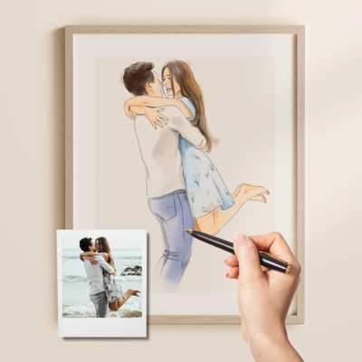 Portret laten tekenen in aquarel stijl