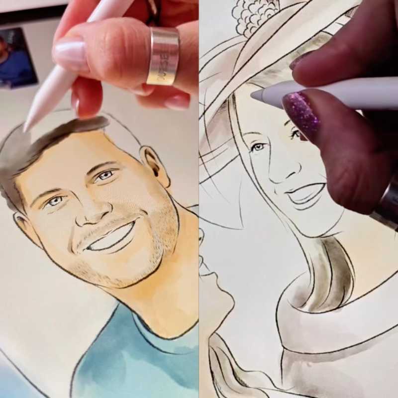 Portret laten tekenen aquarel stijl Video 1