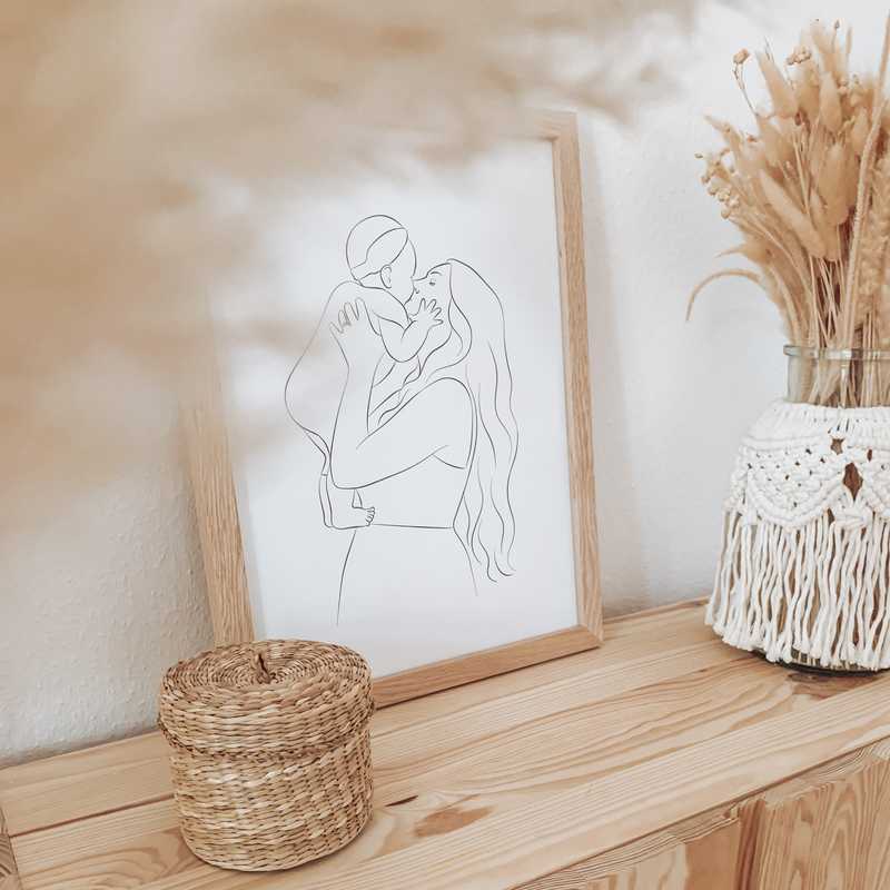 Portrait Line Art comme cadeau pour la fête des mères Product Image 1