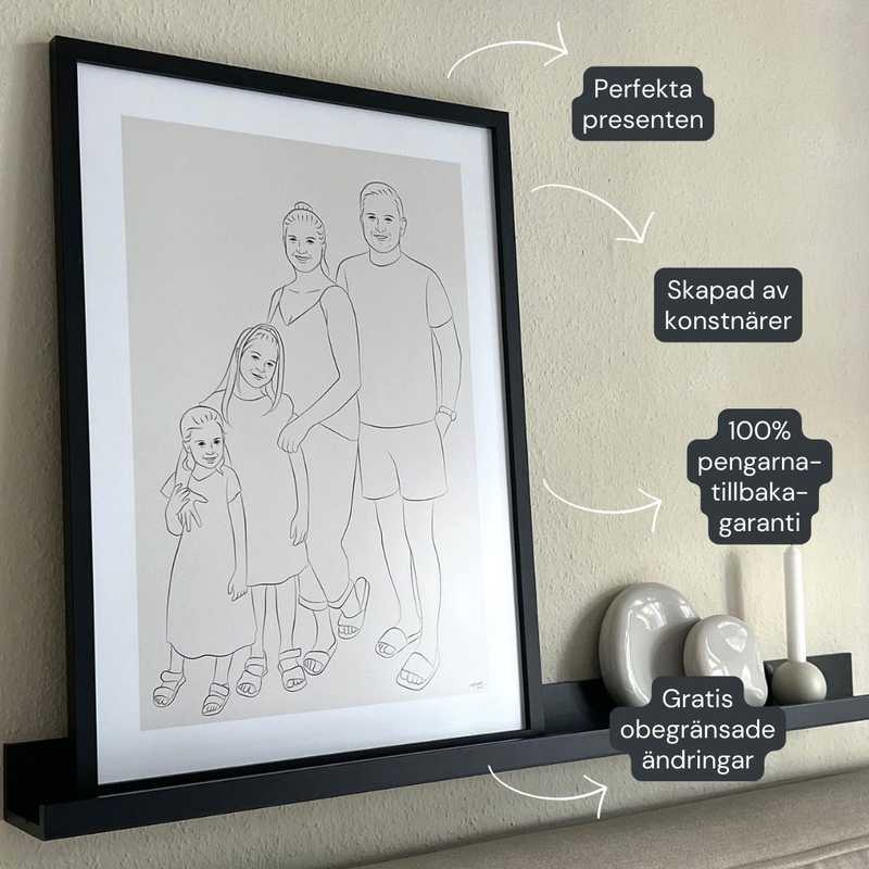 Handritat porträtt i line art Product Image 4