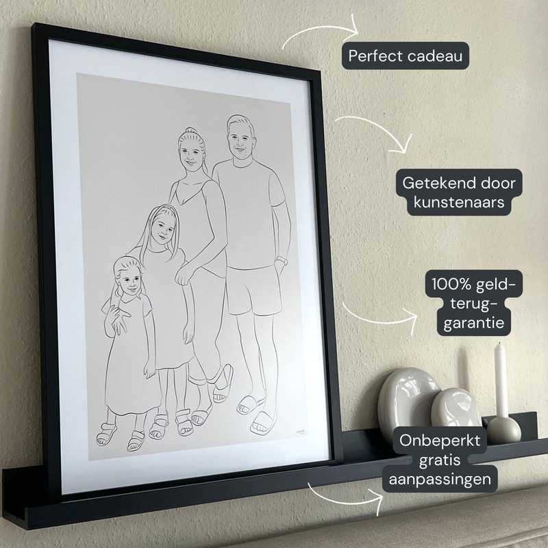 Persoonlijk familieportret in line art Product Image 2