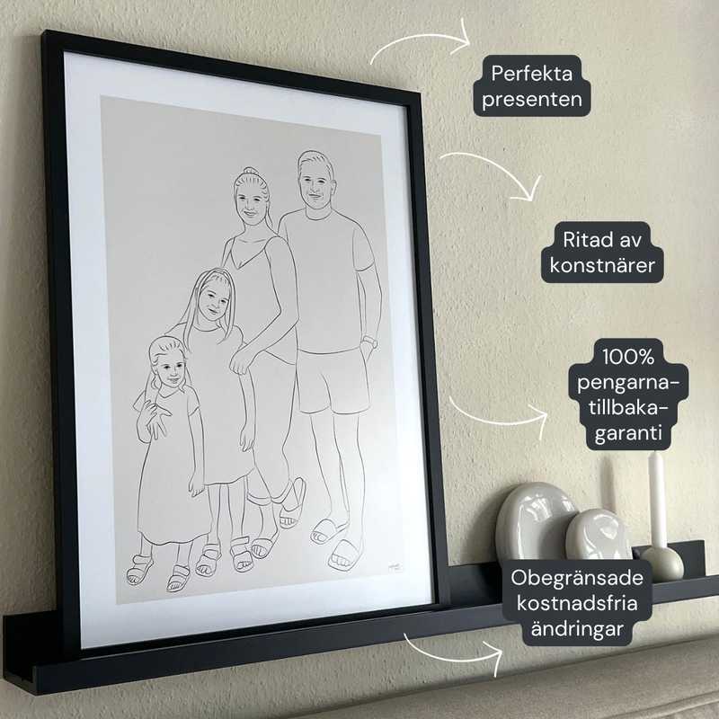 Handritat porträtt i line art Product Image 3
