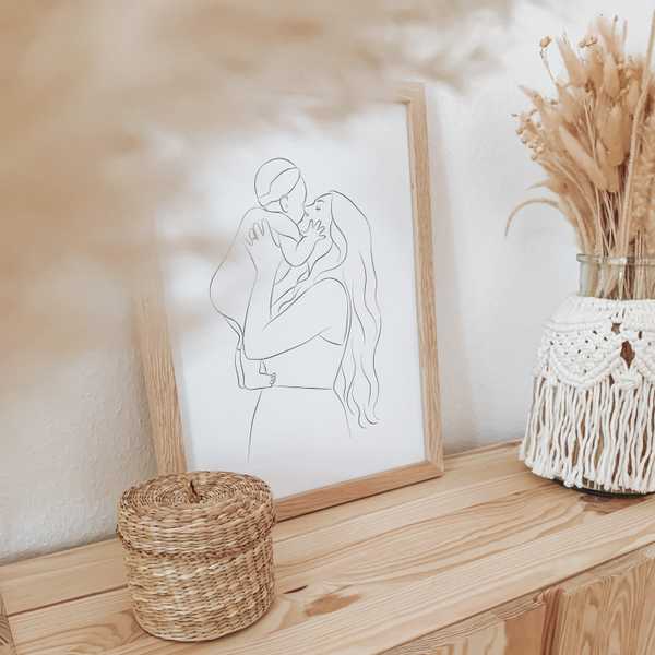 Line Art-portræt som gave til mors dag Product Image